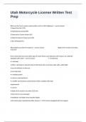 Utah Motorcycle License Written Test Prep Exam Questions And Answers All Correct&period;