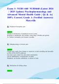 Exam 3&colon; NURS 660&sol; NURS660 &lpar;Latest 2024&sol; 2025 Update&rpar; Psychopharmacology and Advanced Mental Health Guide &vert; Qs & As&vert; 100&percnt; Correct&vert; Grade A &lpar;Verified Answers&rpar;- Maryville