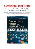 Economics of Health and Medical Care 7th Edition Hicks Test Bank