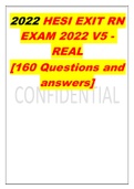 2022 HESI EXIT RN EXAM 2022 V5 - REAL [160 Questions and answers]    