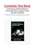 Contemporary Maternal-Newborn Nursing 9th Edition Ladewig London Davidson Test Bank