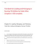 Test Bank for Leading and Managing in Nursing 7th Edition by Yoder Wise &lpar;chapters 1-30&rpar; complete&period;