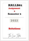 RRLLB81 Assignment 2 (Portfolio) Semester 2 (2022) Solutions (DUE 8th September 2022) 
