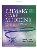 Test Bank for Primary Care Medicine Office Evaluation and Management of the Adult Patient 8th Edition by Goroll Mulley ISBN: 9781496398116|Complete Guide A+ 