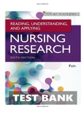 TEST BANK READING UNDERSTANDING & APPLYING NURSING RESEARCH 6TH FAIN ALL CHAPTER |COMPLETE TEST BANK |  ISBN-13 ‏ : ‎ 978-1719641821