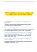 AWWA ABC Water Distribution Grades 1 & 2 Questions And Answers 100&percnt; Verified&period;