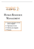 Business and Management IB DP SL Topic 2: HR Management