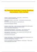 NC Pesticide Application License Questions And Answers 100&percnt; Verified&period;