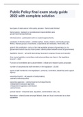 Public Policy final exam study guide 2022 with complete solution