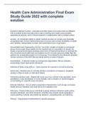 Health Care Administration Final Exam Study Guide 2022 with complete solution