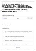 NAUI OPEN WATER ELEARNING CERTIFICATION EXAM 2024-2025 ACTUAL EXAM QUESTIONS AND CORRECT DETAILED ANSWERS WITH &lpar;VERIFIED ANSWERS&rpar; &vert;ALREADY GRADED A&plus;