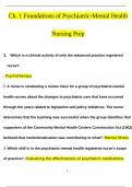 Ch&period; 1 Foundations of Psychiatric-Mental Health Nursing Prep QUESTIONS AND ANSWERS &lpar;2024&sol;2025&rpar; &lpar;VERIFIED ANSWERS&rpar;