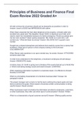 Principles of Business and Finance Final Exam Review 2022 Graded A&plus;