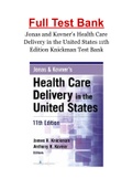 Jonas and Kovner's Health Care Delivery in the United States 11th Edition Knickman Test Bank