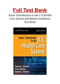 Jonas’ Introduction to the U S Health Care System 9th Edition Goldsteen Test Bank