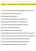 Chapter 1 Foundations of Psychiatric Mental Health QUESTIONS AND ANSWERS &lpar;2024&sol;2025&rpar; &lpar;VERIFIED ANSWERS&rpar;