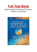 Kaplan Sadocks Synopsis of Psychiatry Edition 12 Test Bank