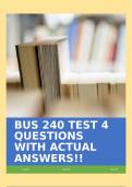 BUS 240 TEST 4 QUESTIONS WITH ACTUAL ANSWERS&excl;&excl;