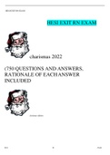 HESI EXIT RN EXAM   charismas 2022   &lpar;750 QUESTIONS AND ANSWERS&comma; RATIONALE OF EACH ANSWER INCLUDED