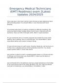 Emergency Medical Technicians &lpar;EMT&rpar; Readiness exam 2Latest Updates 2024&sol;2025