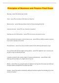 Principles of Business and Finance Final Exam