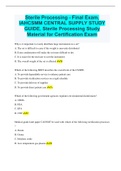 Sterile Processing - Final Exam, IAHCSMM CENTRAL SUPPLY STUDY GUIDE, Sterile Processing Study Material for Certification Exam