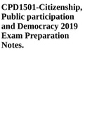 CPD1501 - Citizenship, Public Participation And Democracy 2019 Exam Preparation Notes.