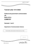 COM3707 - Political And Government Communication And Media Ethics Assignments Semester 1 and 2 March 2022.