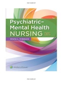 TEST BANK Psychiatric Mental Health Nursing 8th edition by Shelia Videbeck |Chapter 1-24 Complete Test Bank|ISBN: 978-1975116378