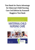 Test Bank for Davis Advantage for Maternal-Child Nursing Care 3rd Edition by Scannell Ruggiero Test Bank