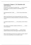 Econometrics Chapters 1&comma; 2 & 3 Questions with correct answers