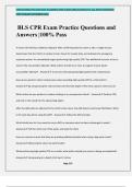 BLS CPR Exam Practice Questions and Answers &vert;100&percnt; Pass