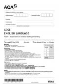 AQA GCSE  ENGLISH LANGUAGE  Paper 1  Explorations in creative reading and writing 8700&sol;1  JUNE 2024