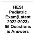 Hesi Pediatric Exam; 55 Verified Questions & Answers; 2022/2023