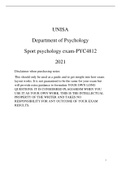 Exam (elaborations) PYC4812 - Sport Psychology 