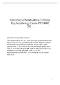 Exam (elaborations) PYC4802 - Psychopathology 80%