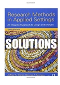 Research Methods in Applied Settings An Integrated Approach to Design and Analysis 3rd Edition Gliner Solutions Manual