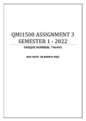 QMI1500 Assignment 3 Semester 2 2022