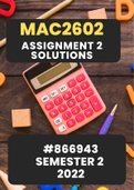 MAC2602 Assignment 2 Answers semester 2022 (Unique Code: 866943)
