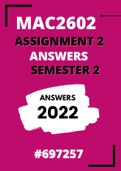 MAC2602 Assignment 2 (Answers) Semester 2 (2022) #866943 