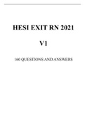 HESI EXIT RN 2021 V1; VERIFIED 160 QUESTIONS AND ANSWERS