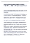 HealthCare Operations Management C429 -Pre A 2022 with complete solution