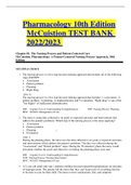 Pharmacology 10th Edition McCuistion TEST BANK 2022&sol;2023 