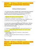 NSG403  100 Neuro NCLEX questions &dollar;ANS BEST EXAM GUARANTEED 20222023 RATED A&plus;
