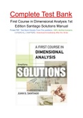 First Course in Dimensional Analysis 1st Edition Santiago Solutions Manual