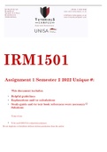 IRM1501 Assignment 1 Semester 2 2022