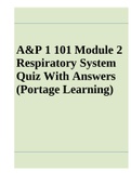 A&P 1 101 Module 2 Respiratory System Quiz With Answers (Portage Learning)