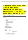 COMPLETE TEST BANK FOR GUYTON AND HALL TEXTBOOK OF MEDICAL PHYSIOLOGY 13TH EDITION HALL BEST RATED A 2022