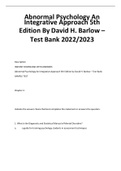 Abnormal Psychology An Integrative Approach 5th Edition By David H. Barlow – Test Bank 2022/2023