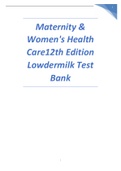 Maternity & Women's Health Care 12th Edition Lowdermilk Test Bank